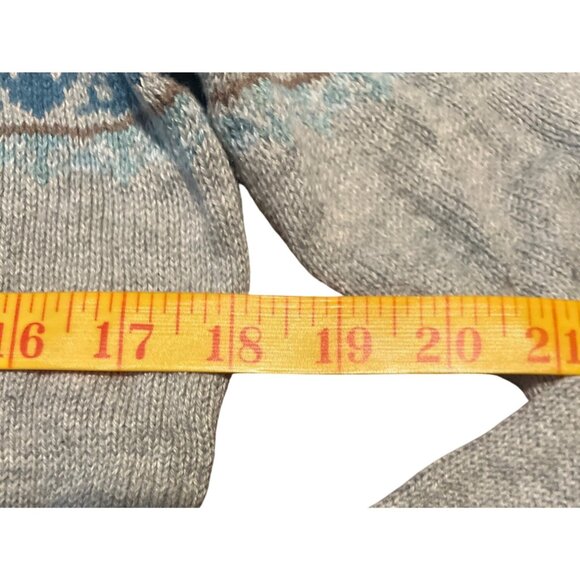 Eddie Bauer Nordic Fair Isle Pattern Full-Zip Gray Sweater With Blue Accents - Picture 2 of 6